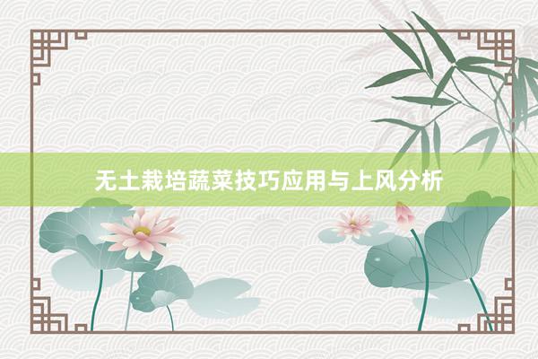 无土栽培蔬菜技巧应用与上风分析